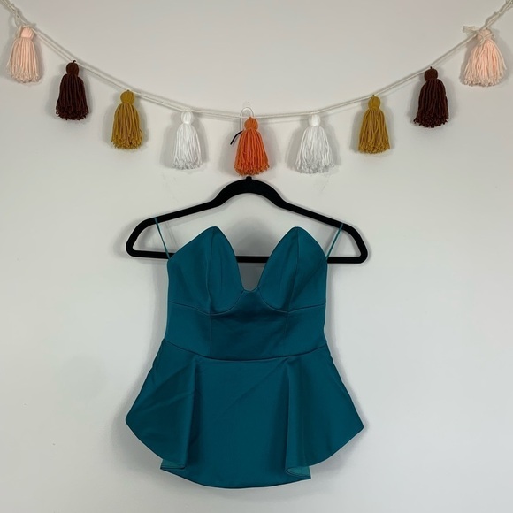 Keepsake the Label Stolen Hearts Teal Green Strapless Top Size XS - Picture 2 of 12